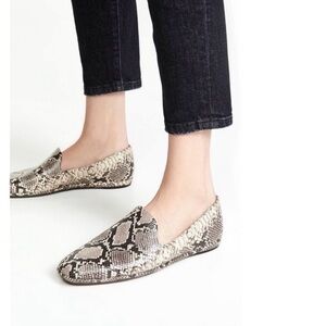 Vince Snake-Print Loafers in Beige and Black NWT